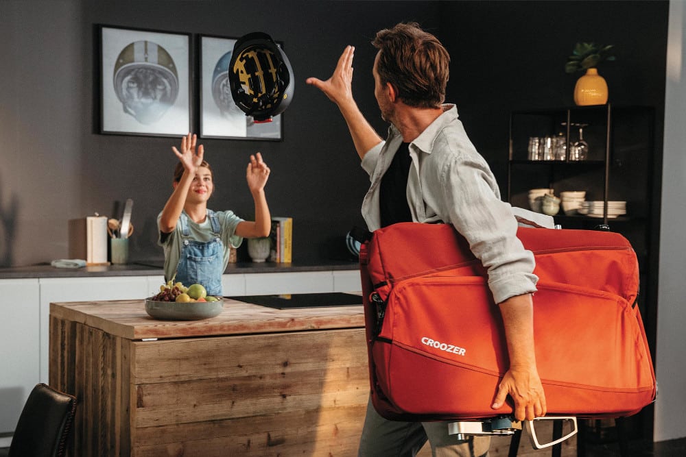 Croozer Cargo Tuure gefaltet leicht transportierbar