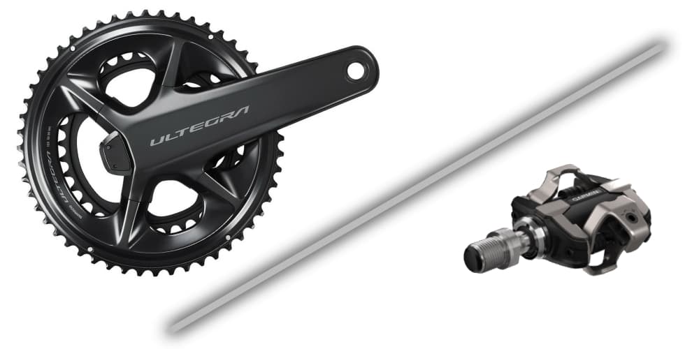 Eine Kurbel und ein Pedal mit einer Kraftmessfunktion