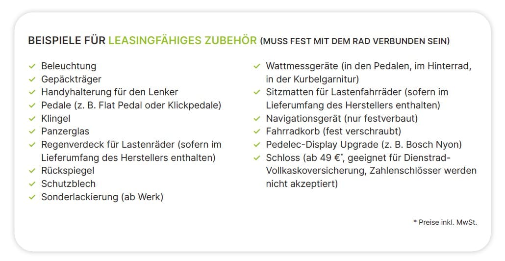 mein-dienstrad.de leasingfähiges Zubehör