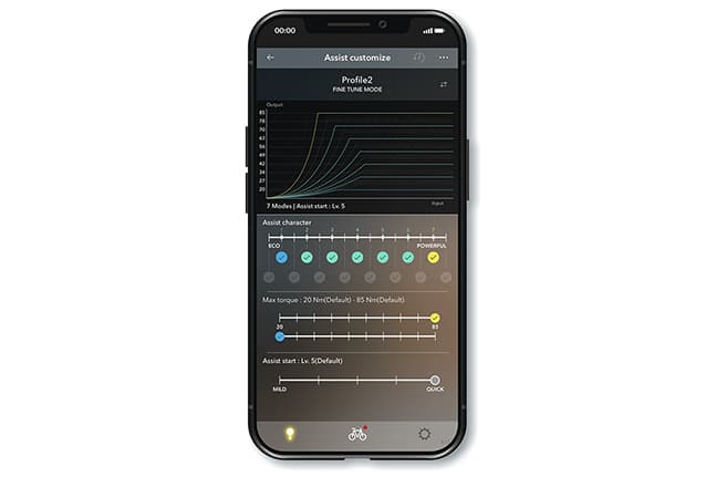 15 Einstellungsmöglichkeiten in der Shimano E-Tube App