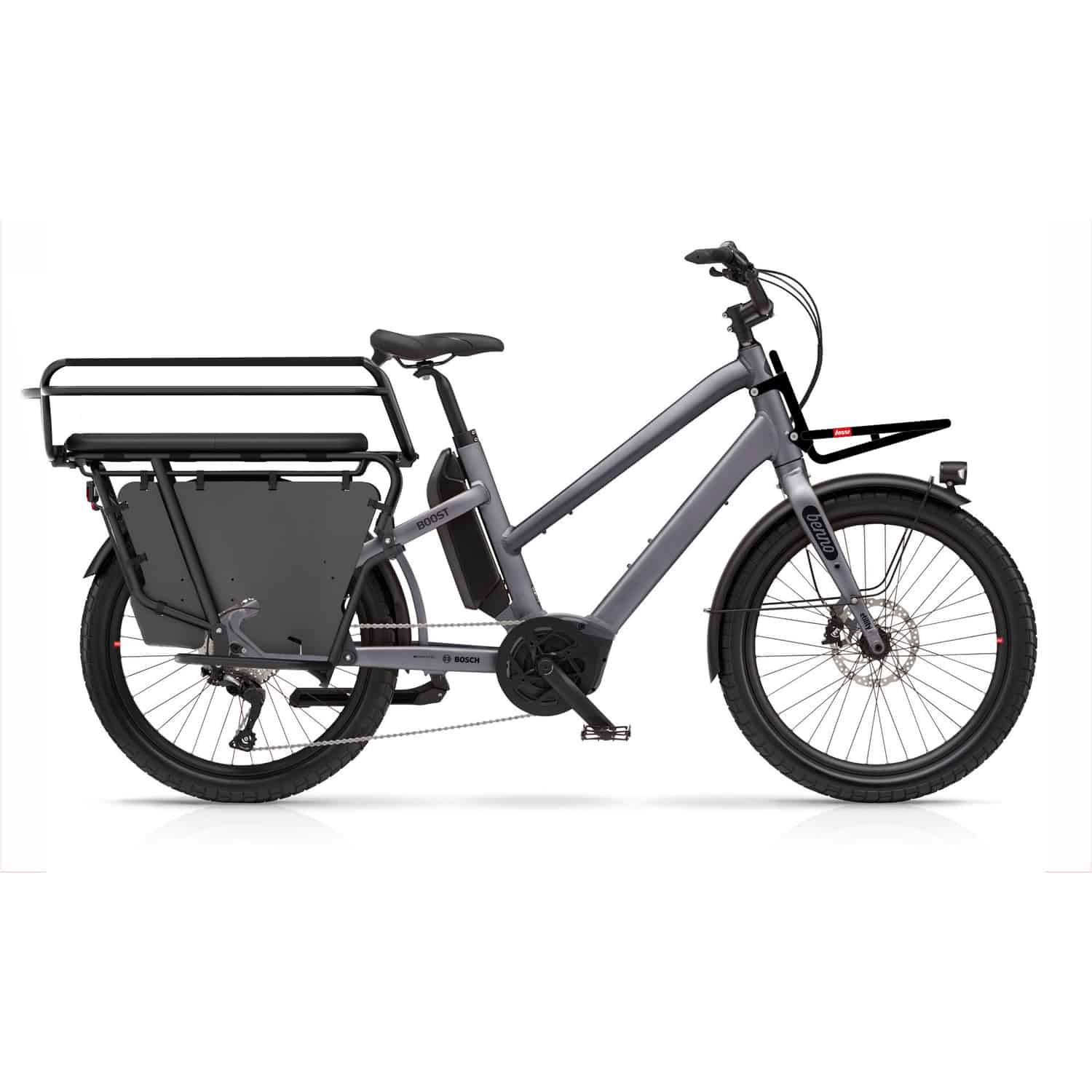 Benno Bikes Boost Performance Family Spezial E-Bike Lastenrad 24" Tiefeinsteiger grau