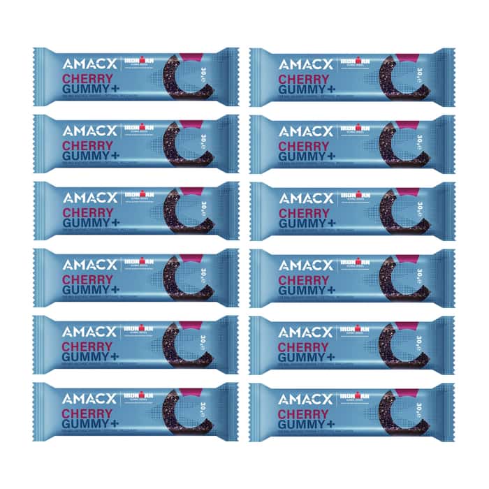 AMACX Cherry Gummy+ Energieriegel Box 12 x 30 g