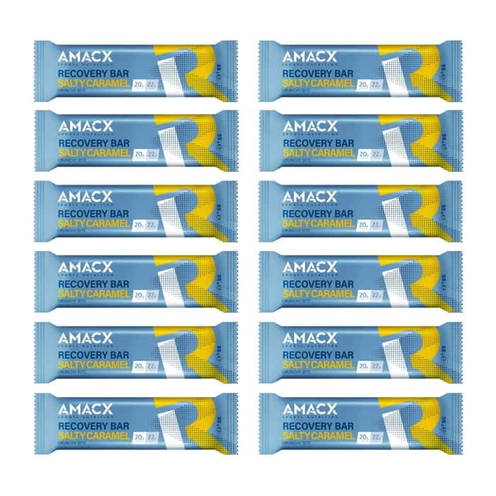 AMACX Recovery Bar Protein Riegel Box 12 x 55 g Karamell-Meersalz