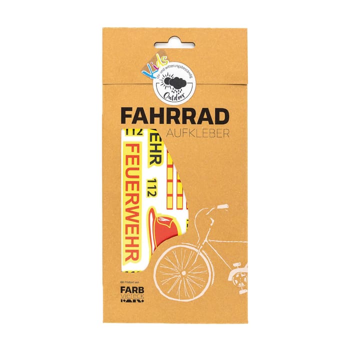 Farbviereck Fahrradaufkleber Feuerwehr