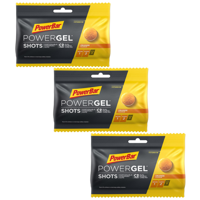 Powerbar Powergel Shots Kohlenhydrat-Gummis 3er-Set (3 x 60 g) Orange