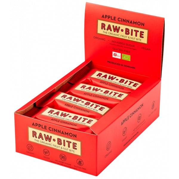 Raw Bite The Organic Fruit Nut Bite Energieriegel vegan Box (12 x 50 g) Apple Cinnamon