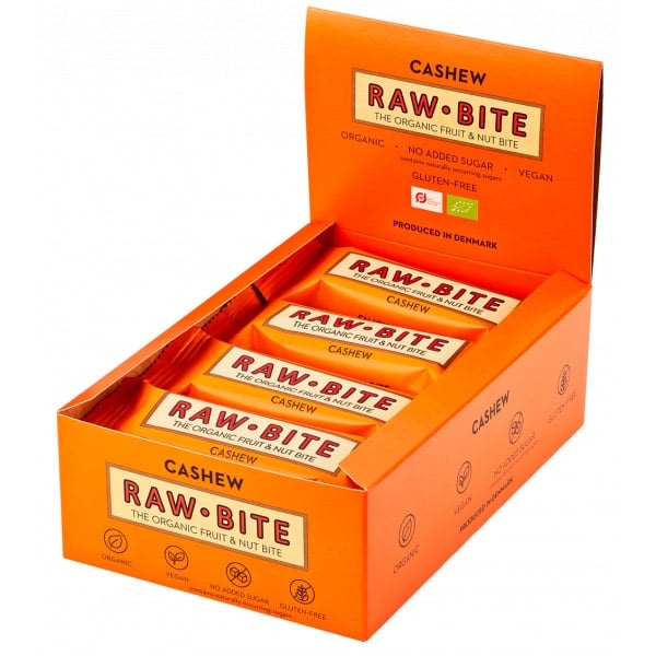 Raw Bite The Organic Fruit Nut Bite Energieriegel vegan Box (12 x 50 g) Cashew