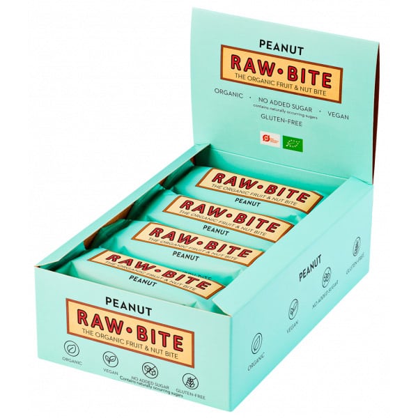 Raw Bite The Organic Fruit Nut Bite Energieriegel vegan Box (12 x 50 g) Peanut