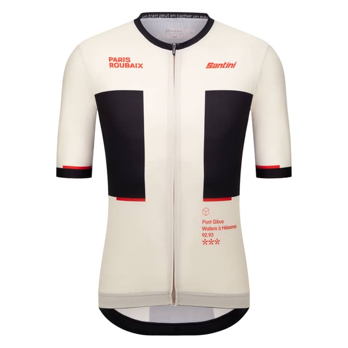 Santini Paris-Roubaix FZ Radtrikot kurzarm Herren weiß-schwarz | L