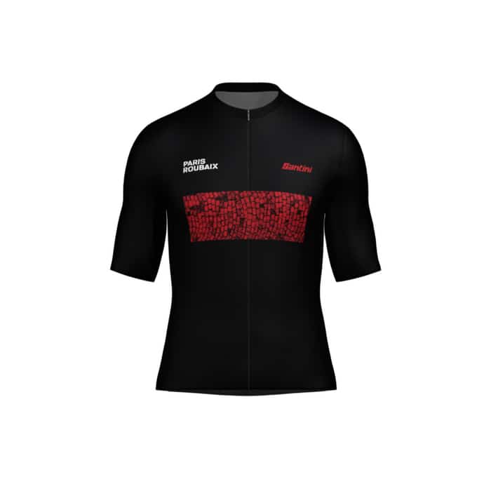 Santini Paris Roubaix Radtrikot kurzarm Herren schwarz | XL