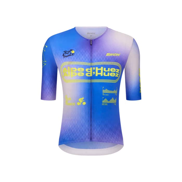 Santini Tour de France Alp d Huez Radtrikot kurzarm Herren