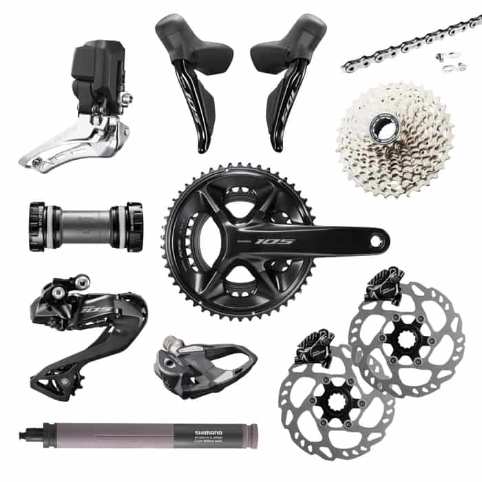 Shimano 105 R7170 Di2 2 x 12-fach Rennrad-Gruppe + PD-R7000 105 Carbon Pedale