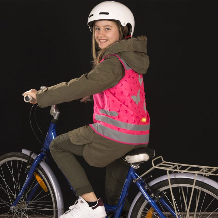 ROTH reflektierende Warnweste für Kinder mit coolem Design,  größenverstellbar 5-8 Jahre (pink)