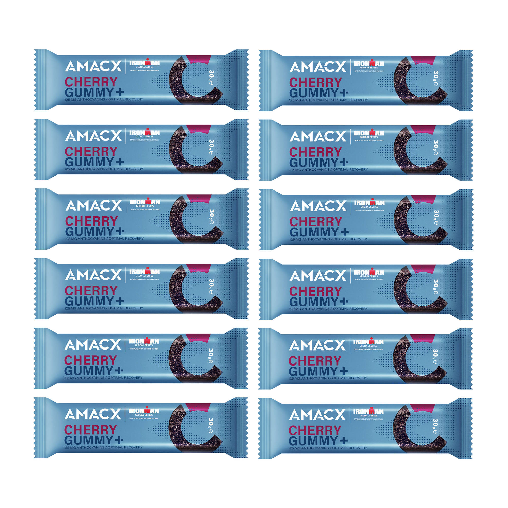 AMACX Cherry Gummy+ Energieriegel Box 12 x 30 g