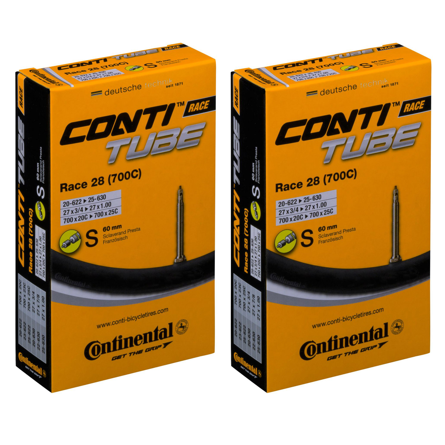 Continental Race S60 Fahrradschlauch (28") 2er-Set
