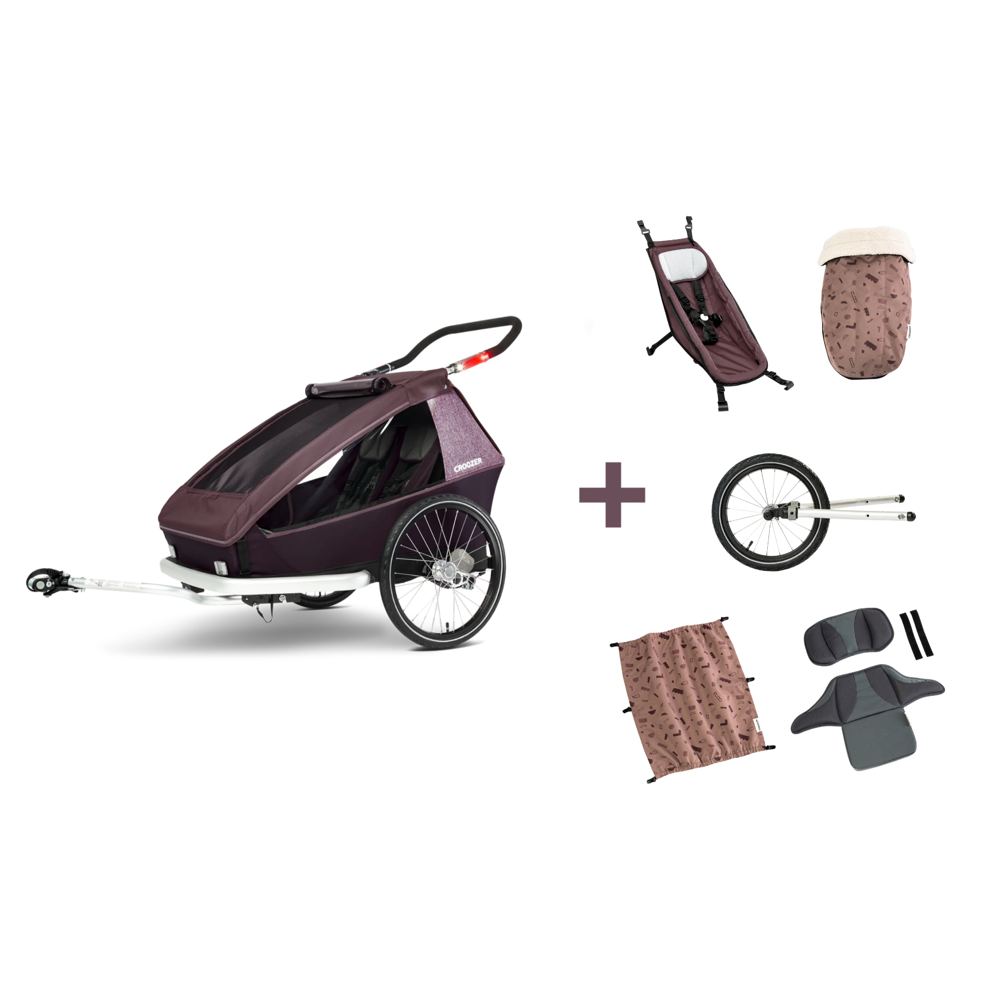 Croozer Kid Vaaya 2 Allseason Geschwisterbundle Kinderanhänger rot