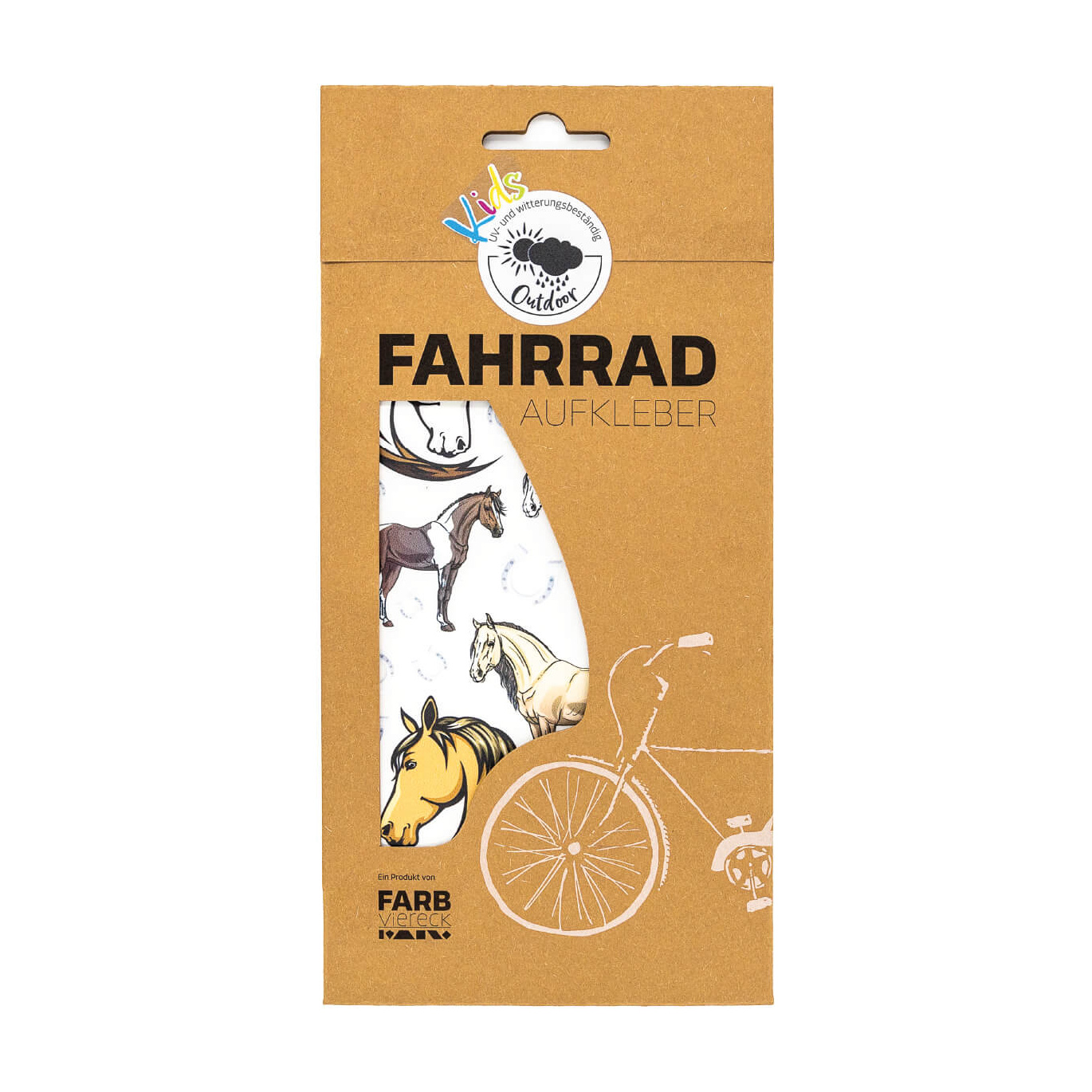 Farbviereck Fahrradaufkleber Pferde