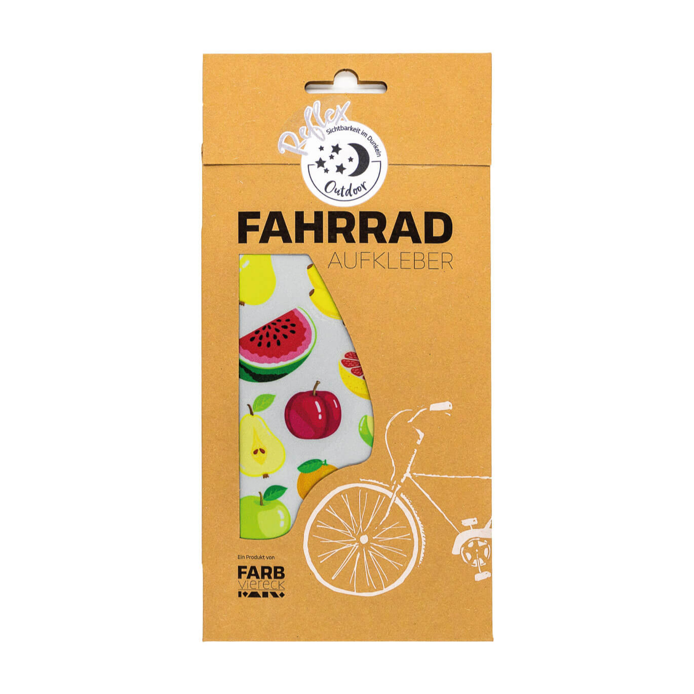 Farbviereck Fahrradaufkleber Reflex Obst