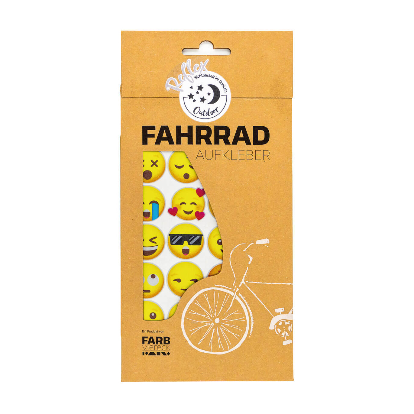 Farbviereck Fahrradaufkleber Reflex Smilies