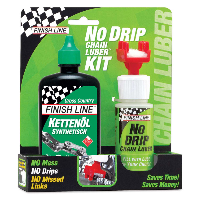 Finish Line No Drip Chain Luber Combo mit Cross Country Kettenöl (120 ml)