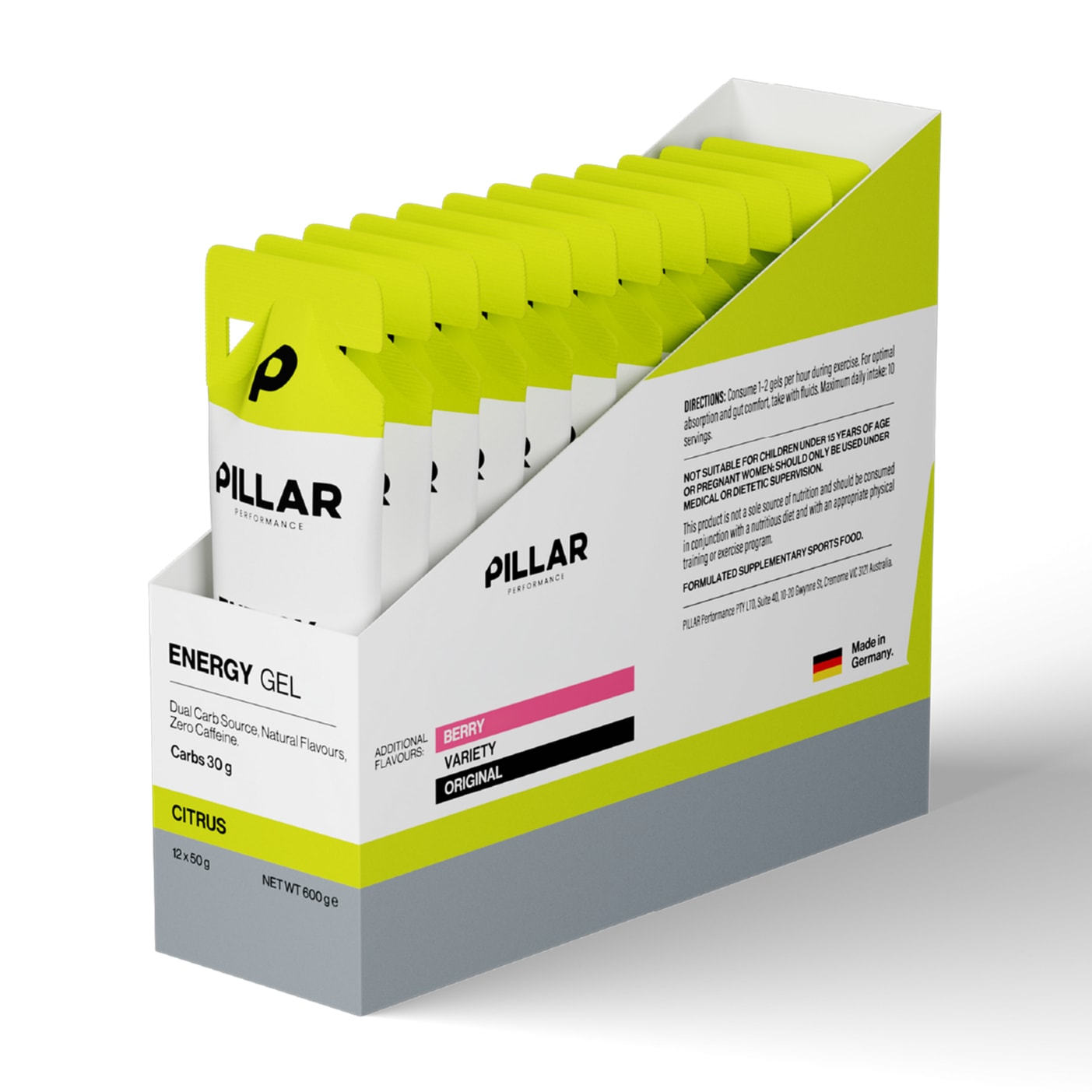 Pillar Performance Energy Gel 30 Box (12 x 50 g)