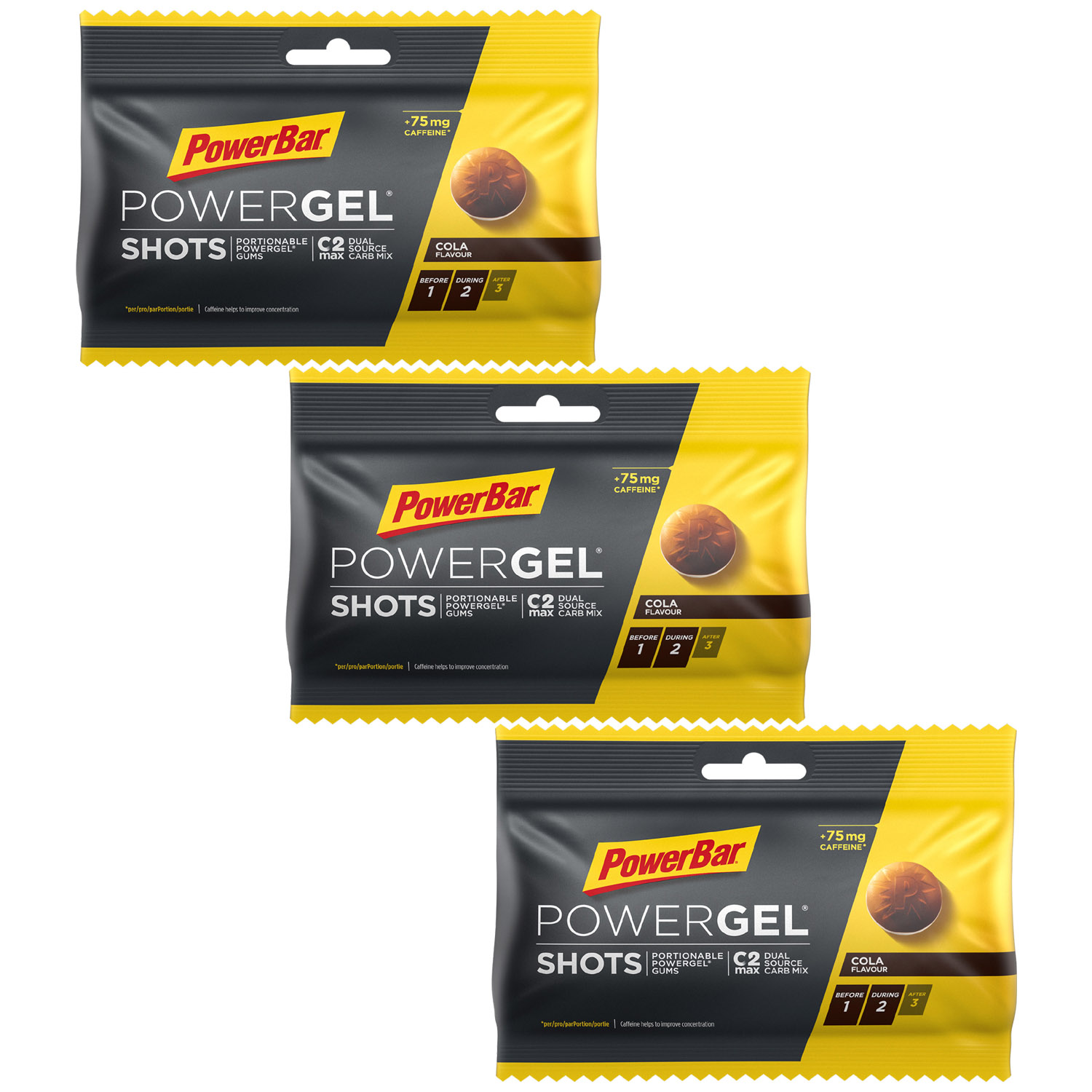 Powerbar Powergel Shots Kohlenhydrat-Gummis 3er-Set (3 x 60 g)