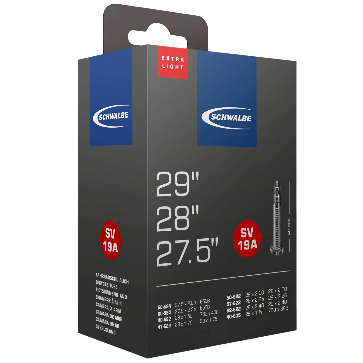 Schwalbe SV 19A Extra Light Fahrradschlauch (27,5"/28"/29")