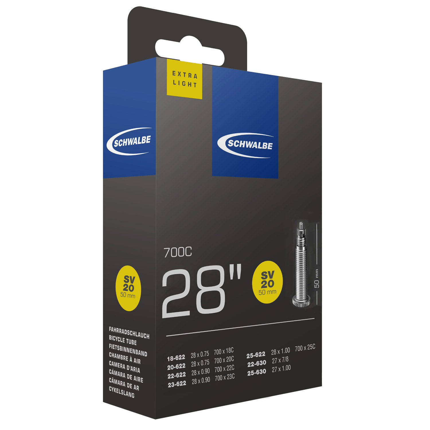 Schwalbe SV 20 Extra Light Ventil 50 mm Fahrradschlauch (28")