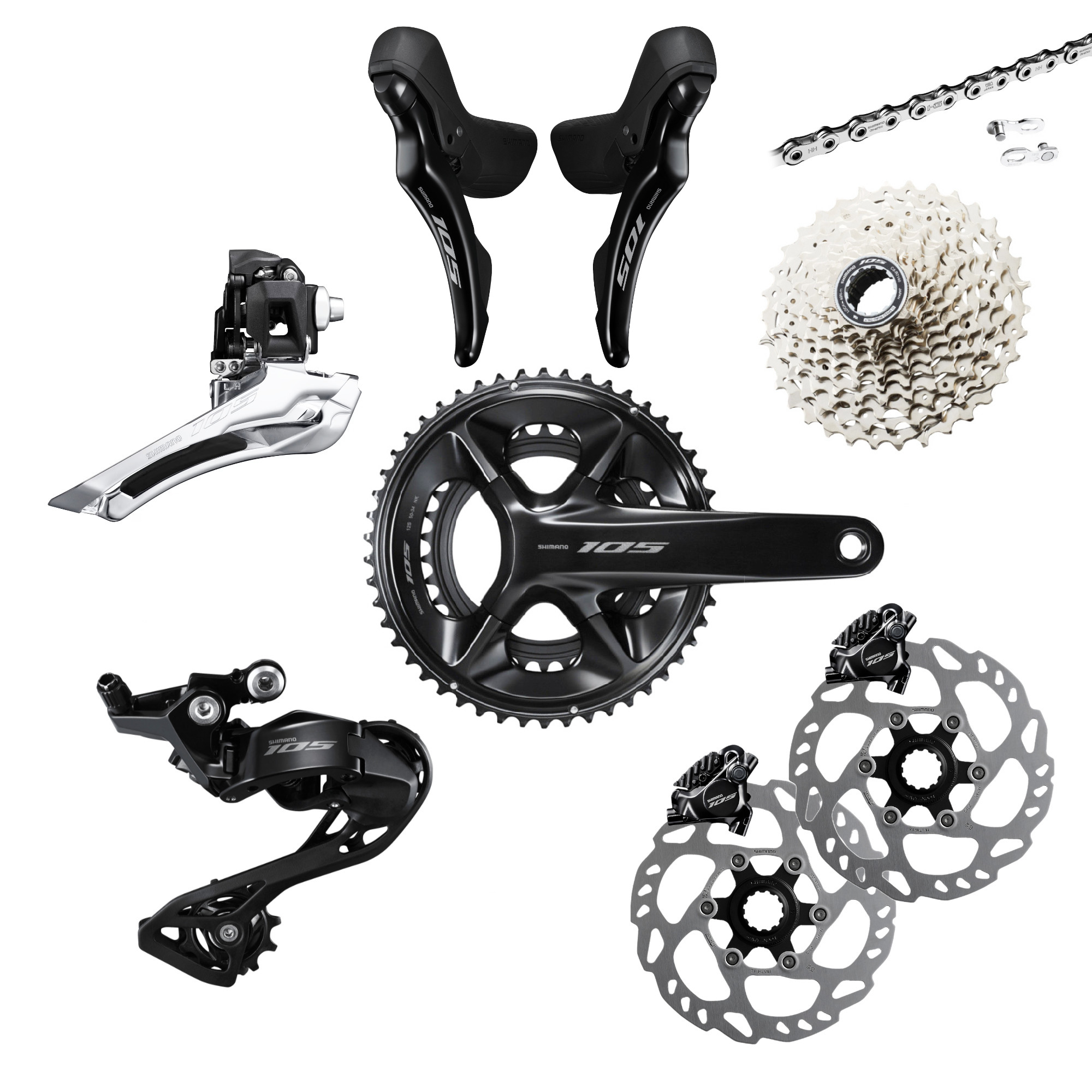 Shimano 105 R7100 2 x 12-fach Rennrad-Gruppe