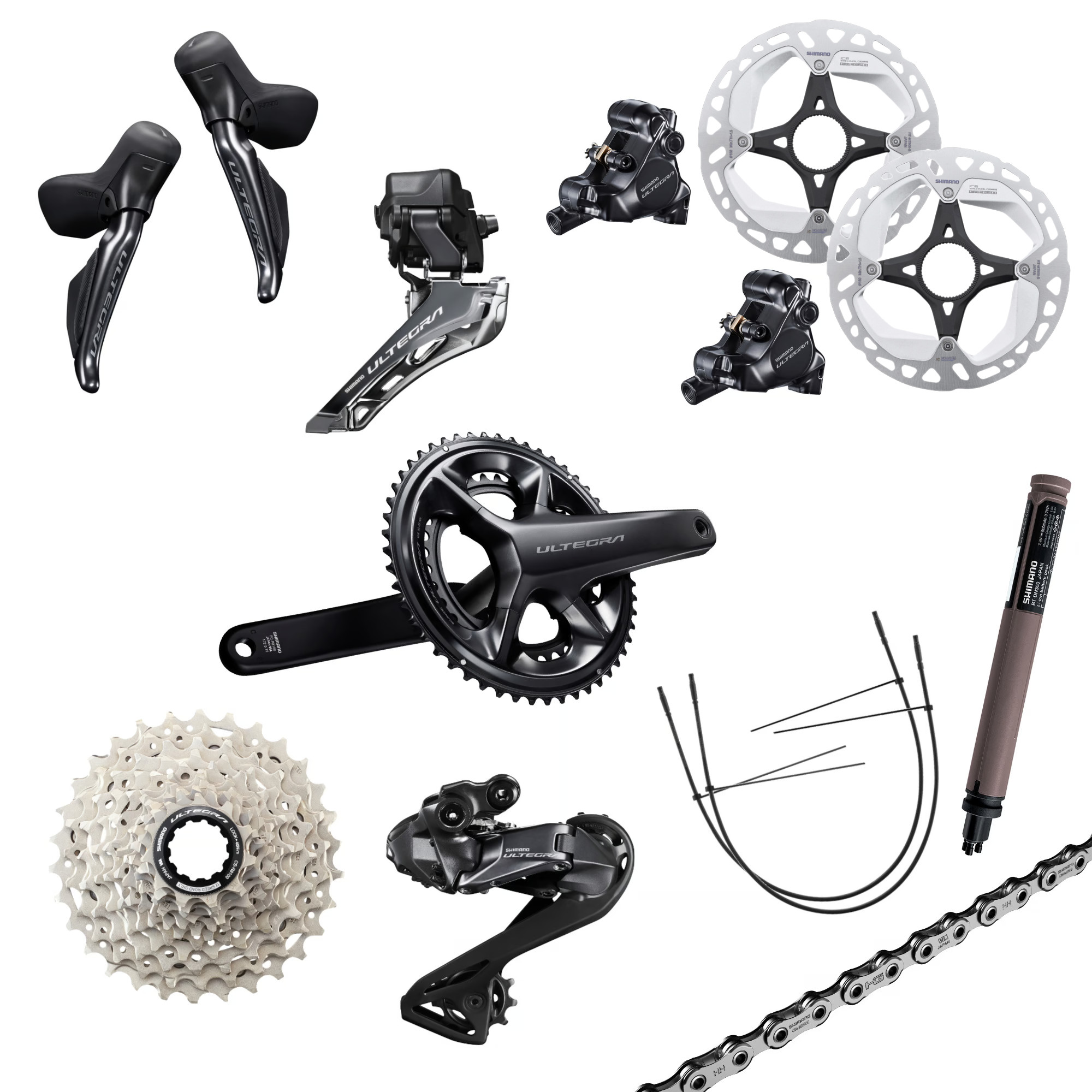 Shimano Ultegra R8150 Di2 Rennrad-Gruppe mit Bremsen