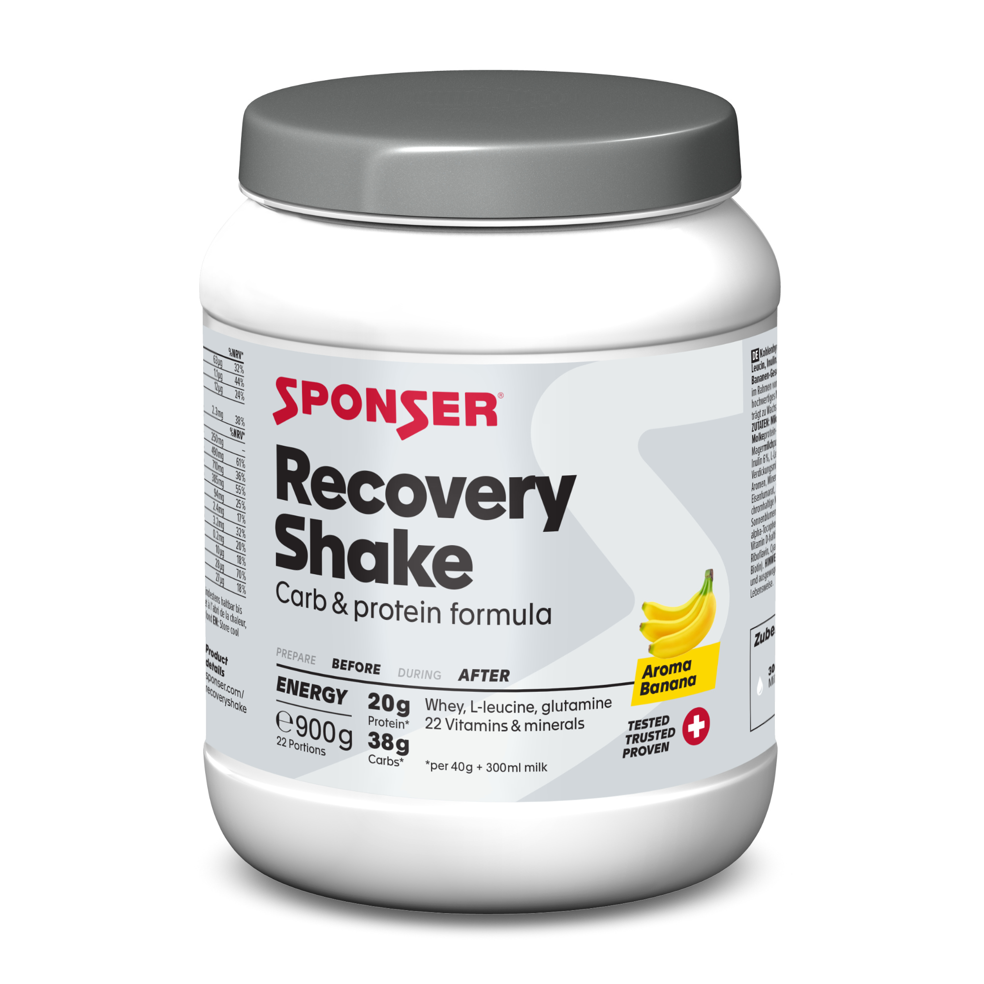 Sponser Recovery Shake Kohlenhydrat-Protein-Getränkepulver Dose (900 g)