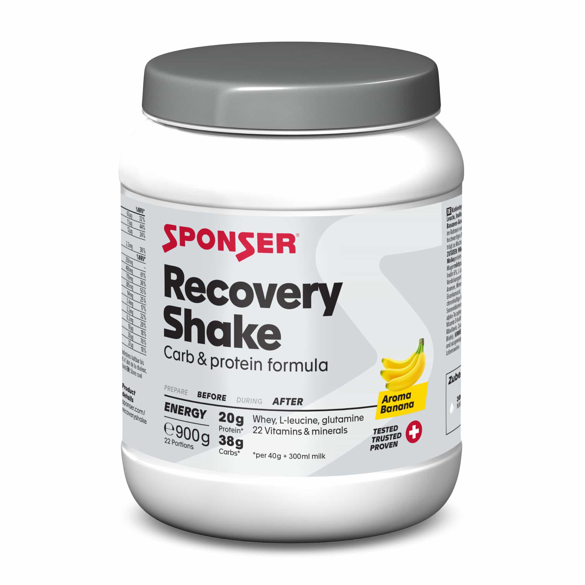 Sponser Recovery Shake Kohlenhydrat-Protein-Getränkepulver Dose (900 g)