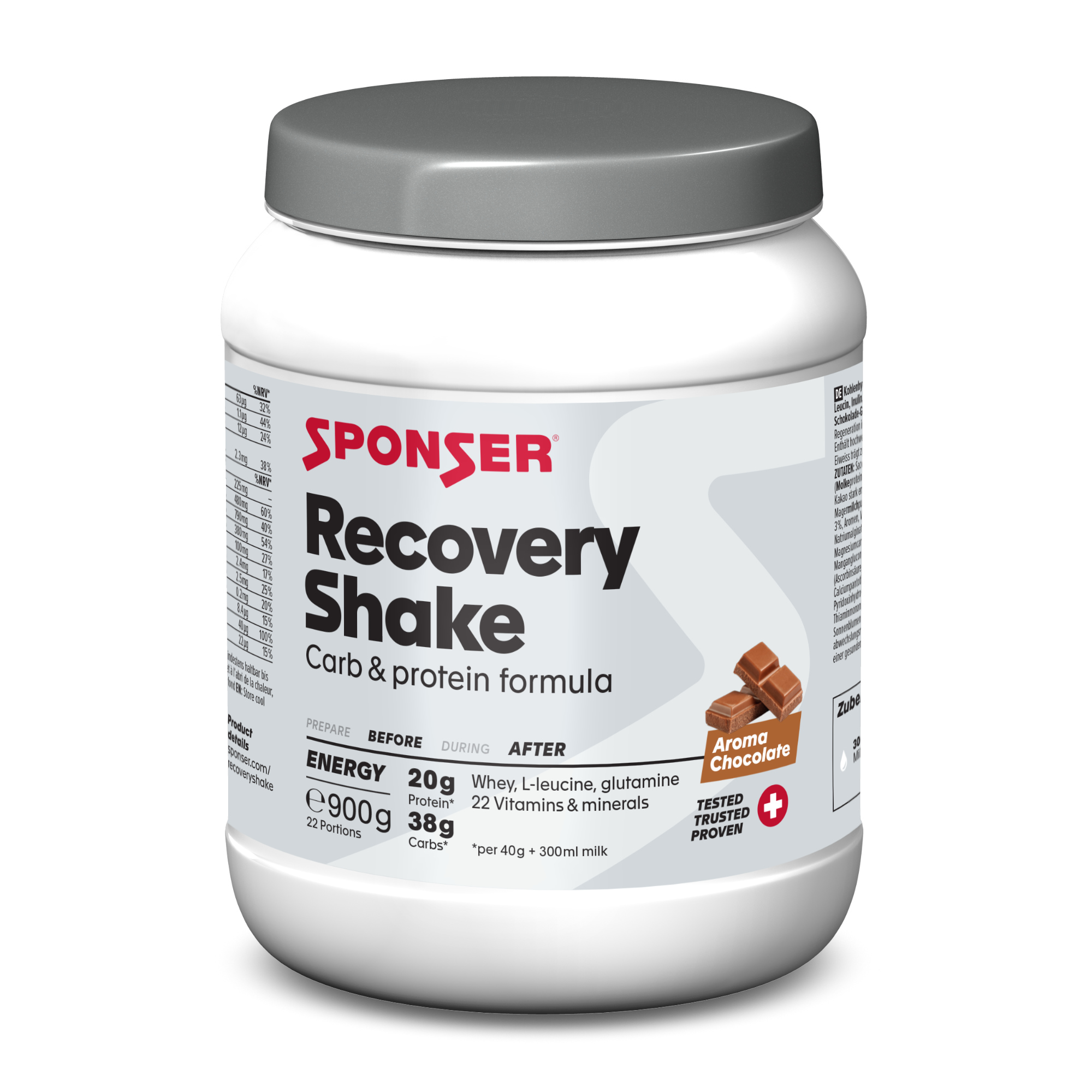 Sponser Recovery Shake Kohlenhydrat-Protein-Getränkepulver Dose (900 g)