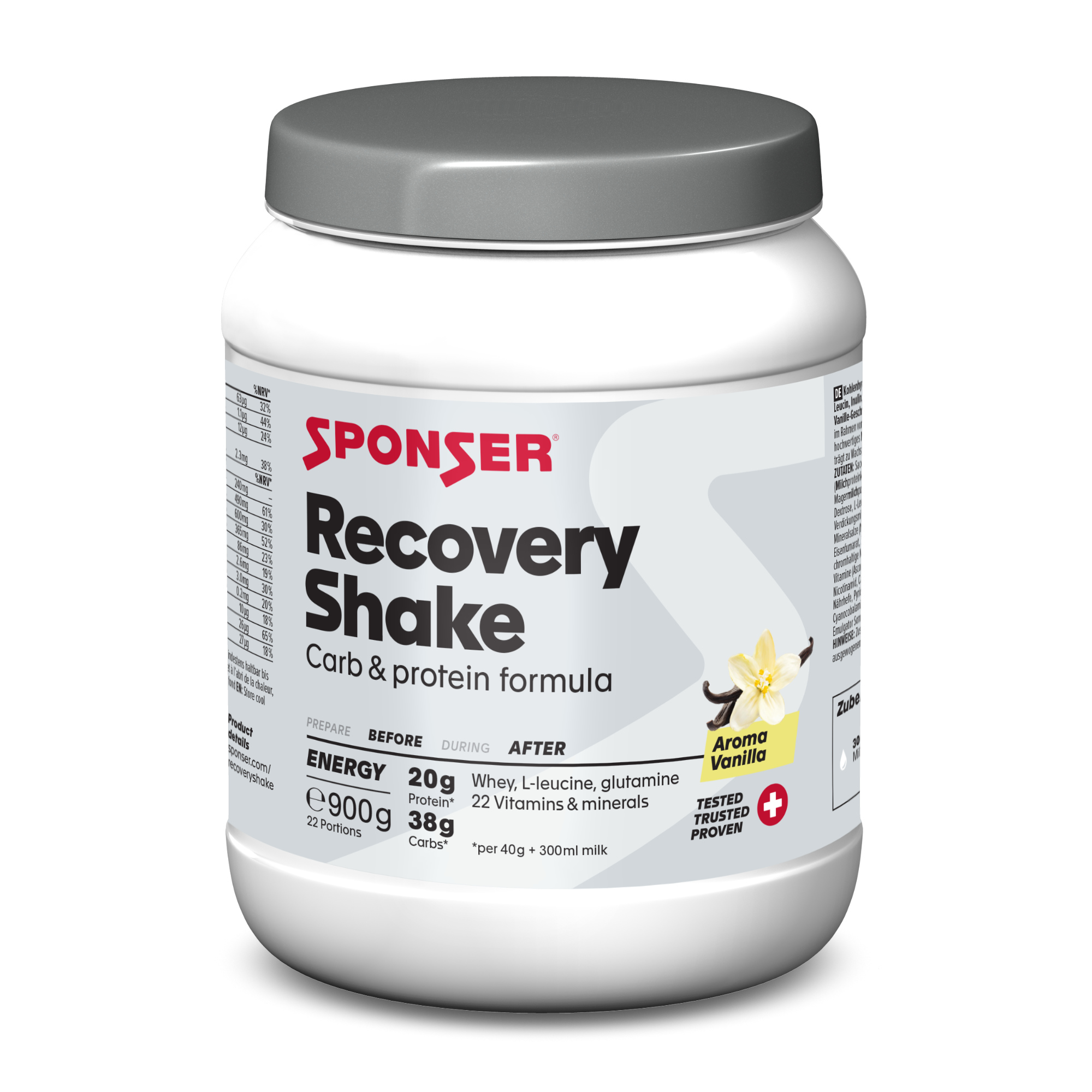 Sponser Recovery Shake Kohlenhydrat-Protein-Getränkepulver Dose (900 g)