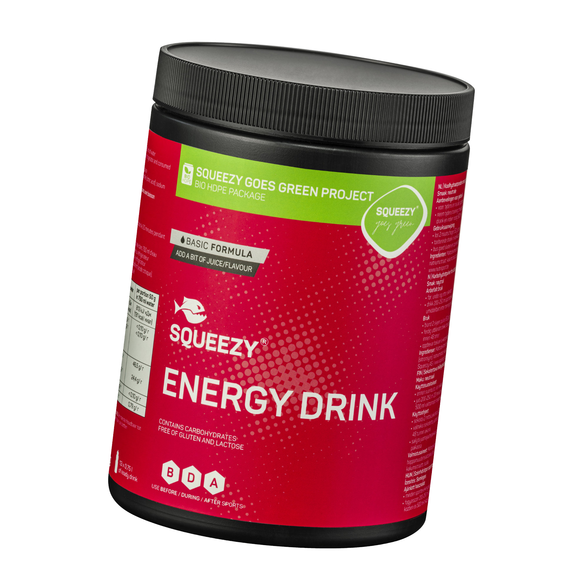 Squeezy Energy Drink Basic Formula Iso Getränk vegan (650 g)