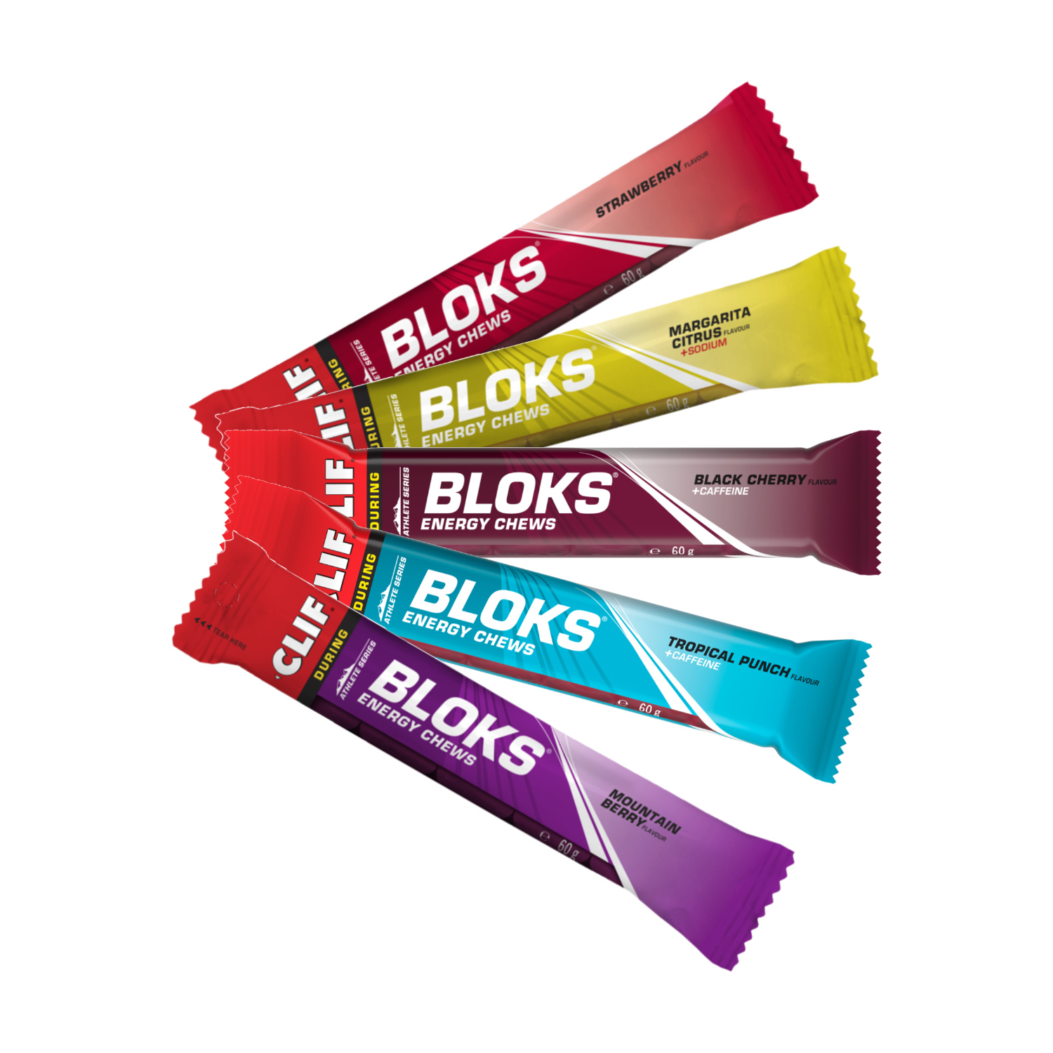 Clif Bloks Kohlenhydrat-Elektrolyt-Kaubonbon Box (18 x 60 g)