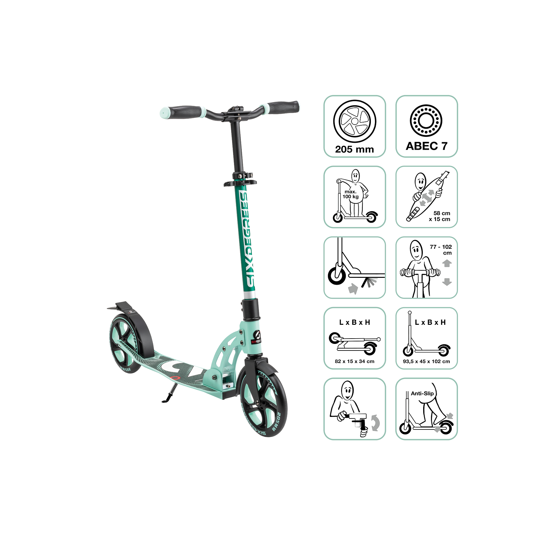 SixDegrees Aluminium Scooter 205 mm mint
