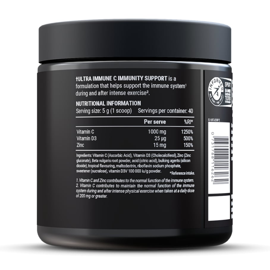 Pillar Performance Ultra Immune C Vitamin C Pulver Dose (200 g) + Shaker (500 ml)