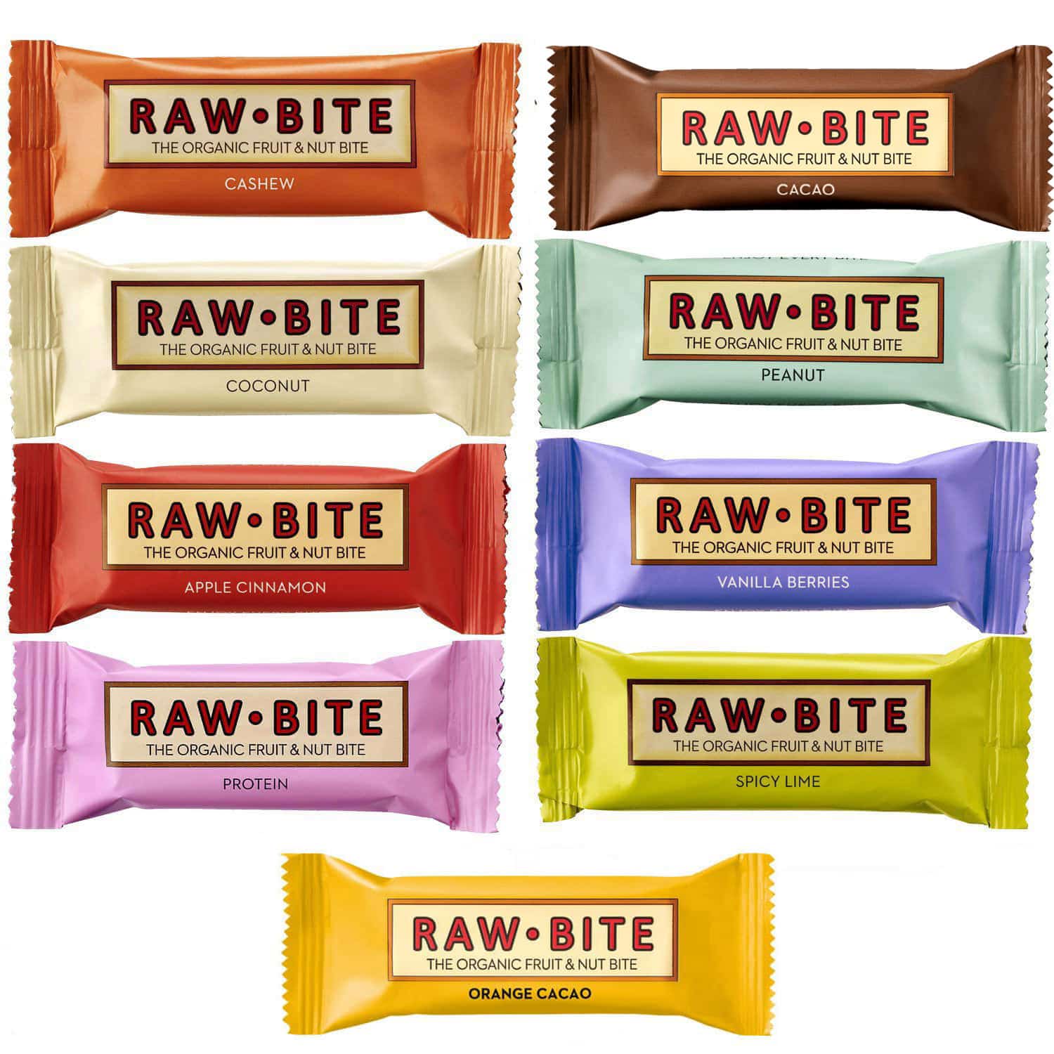 Raw Bite The Organic Fruit Nut Bite Energieriegel vegan Box (12 x 50 g)