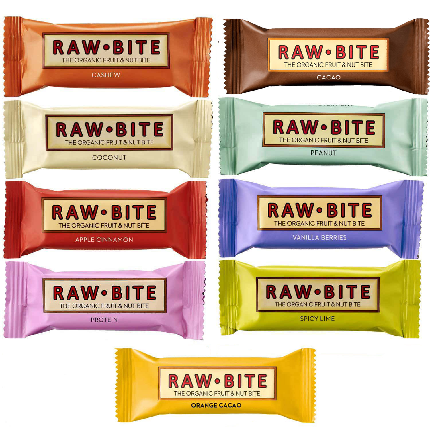 Raw Bite The Organic Fruit Nut Bite Energieriegel vegan Box (12 x 50 g)