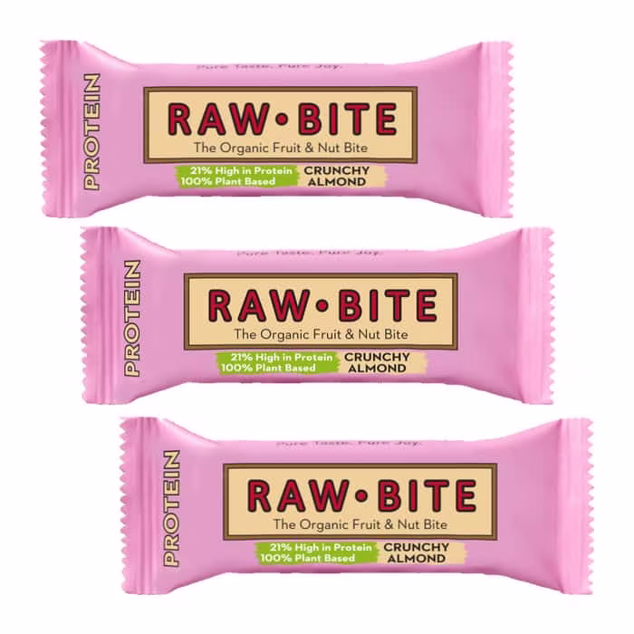 Raw Bite The Organic Fruit Nut Bite Protein Eiweißriegel vegan 3er-Set (3 x 45 g)