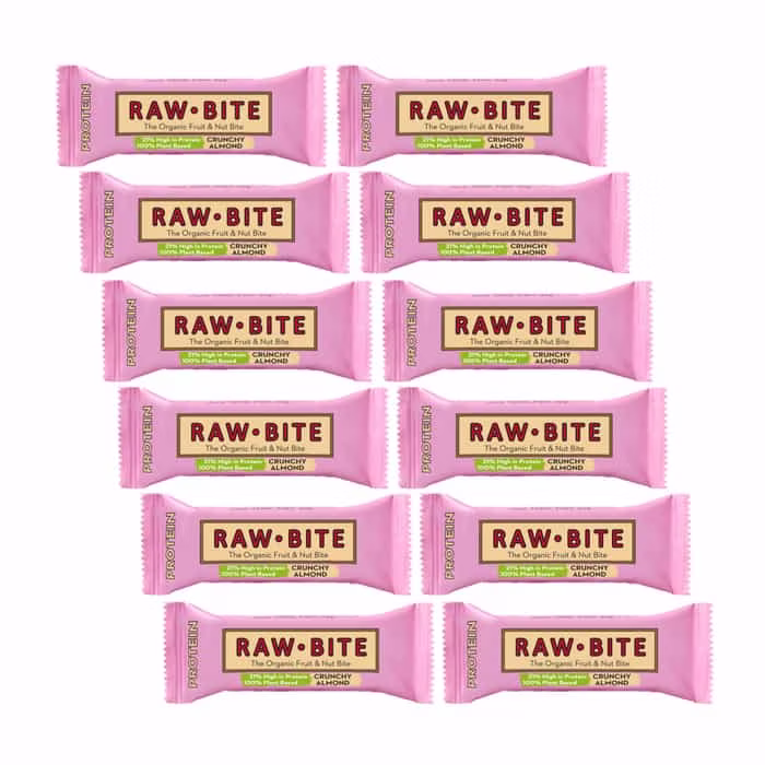 Raw Bite The Organic Fruit Nut Bite Protein Eiweißriegel vegan Box (12 x 45 g)