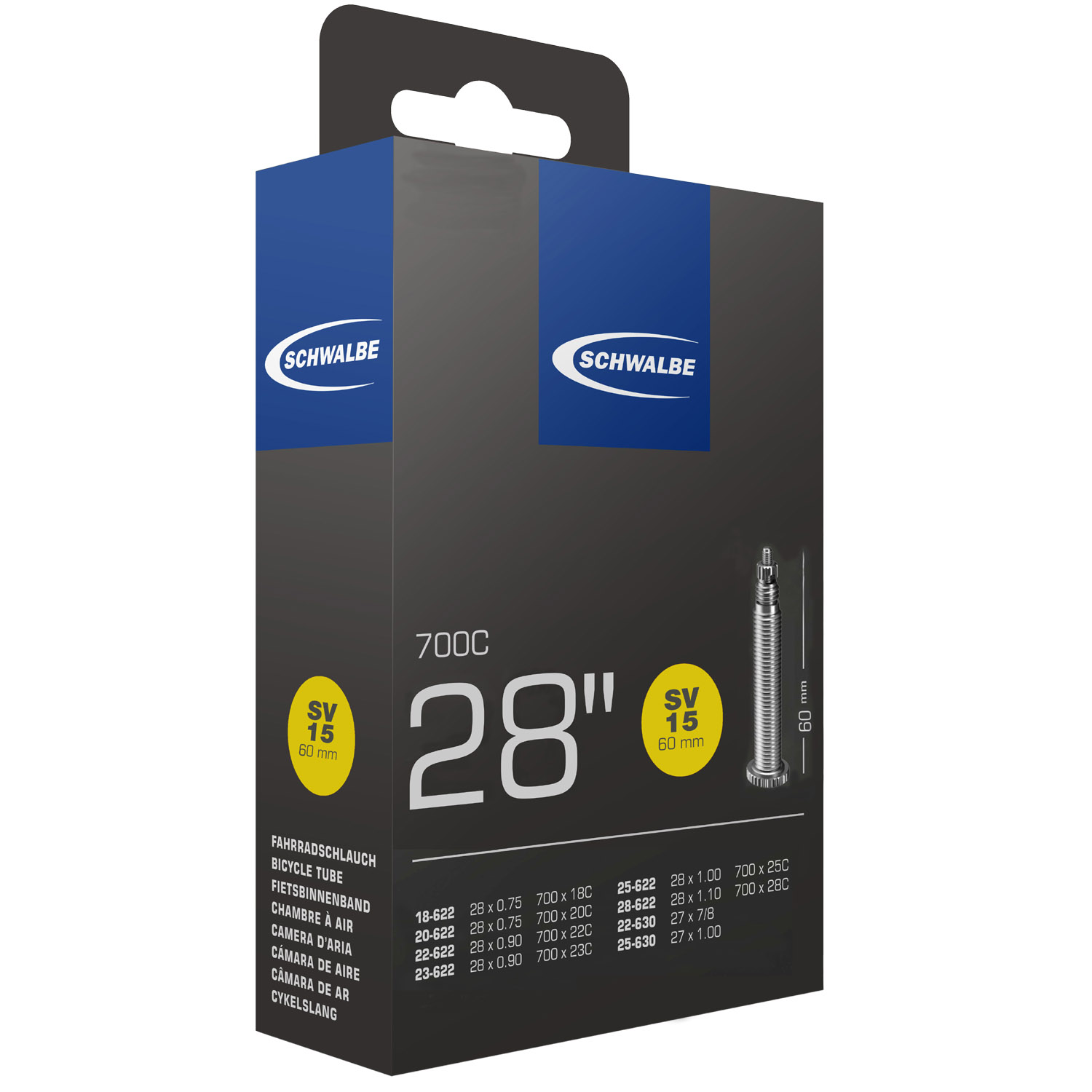 Schwalbe SV 15 Ventil 60 mm Fahrradschlauch (28") 5er-Set