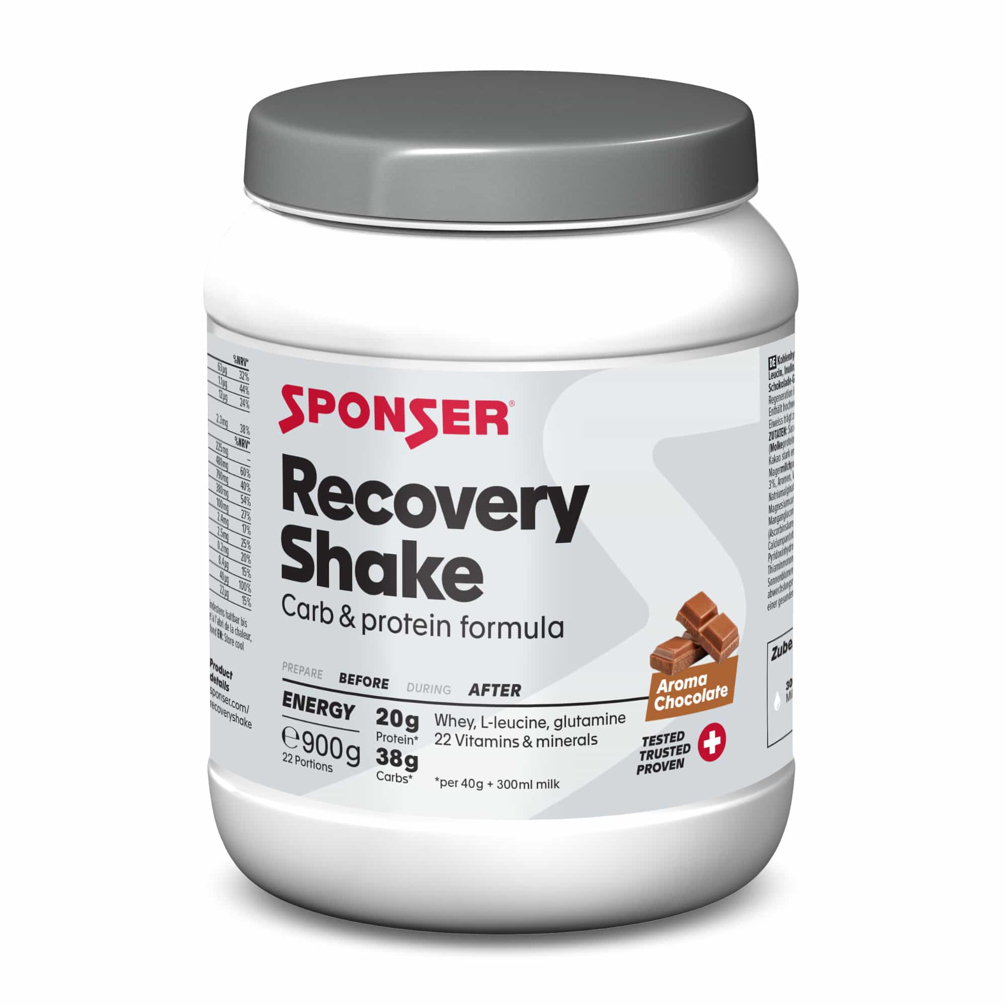 Sponser Recovery Shake Kohlenhydrat-Protein-Getränkepulver Dose (900 g)