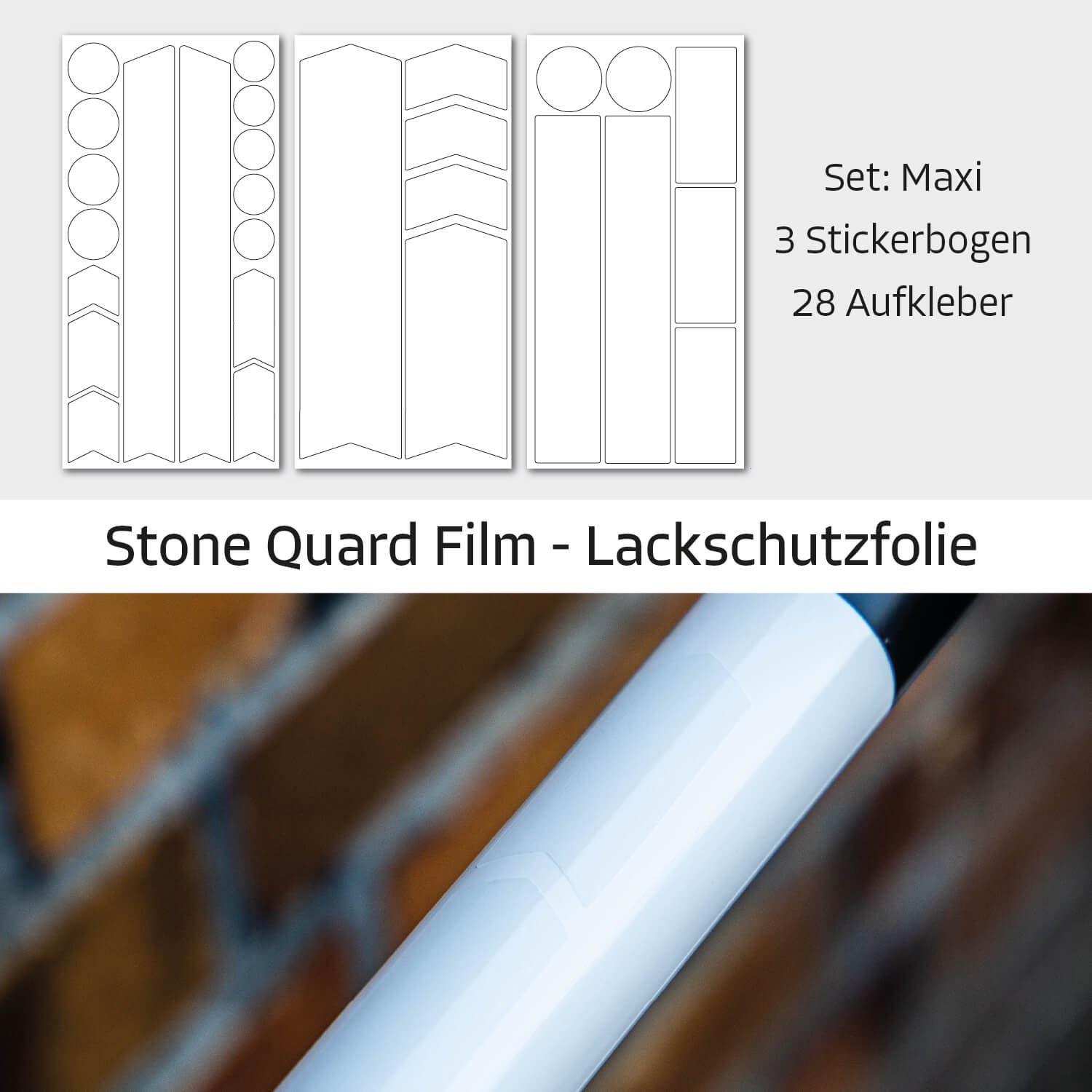 Farbviereck Fahrrad-Schutzaufkleber Set Maxi transparent