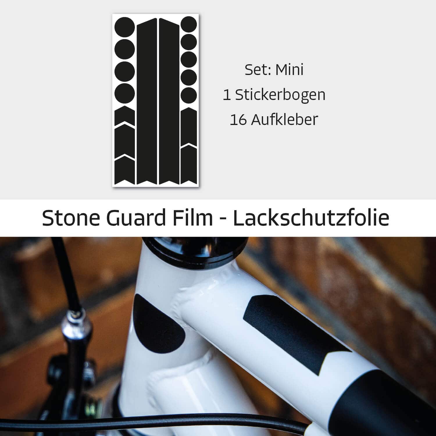 Farbviereck Fahrrad-Schutzaufkleber Set Mini schwarz