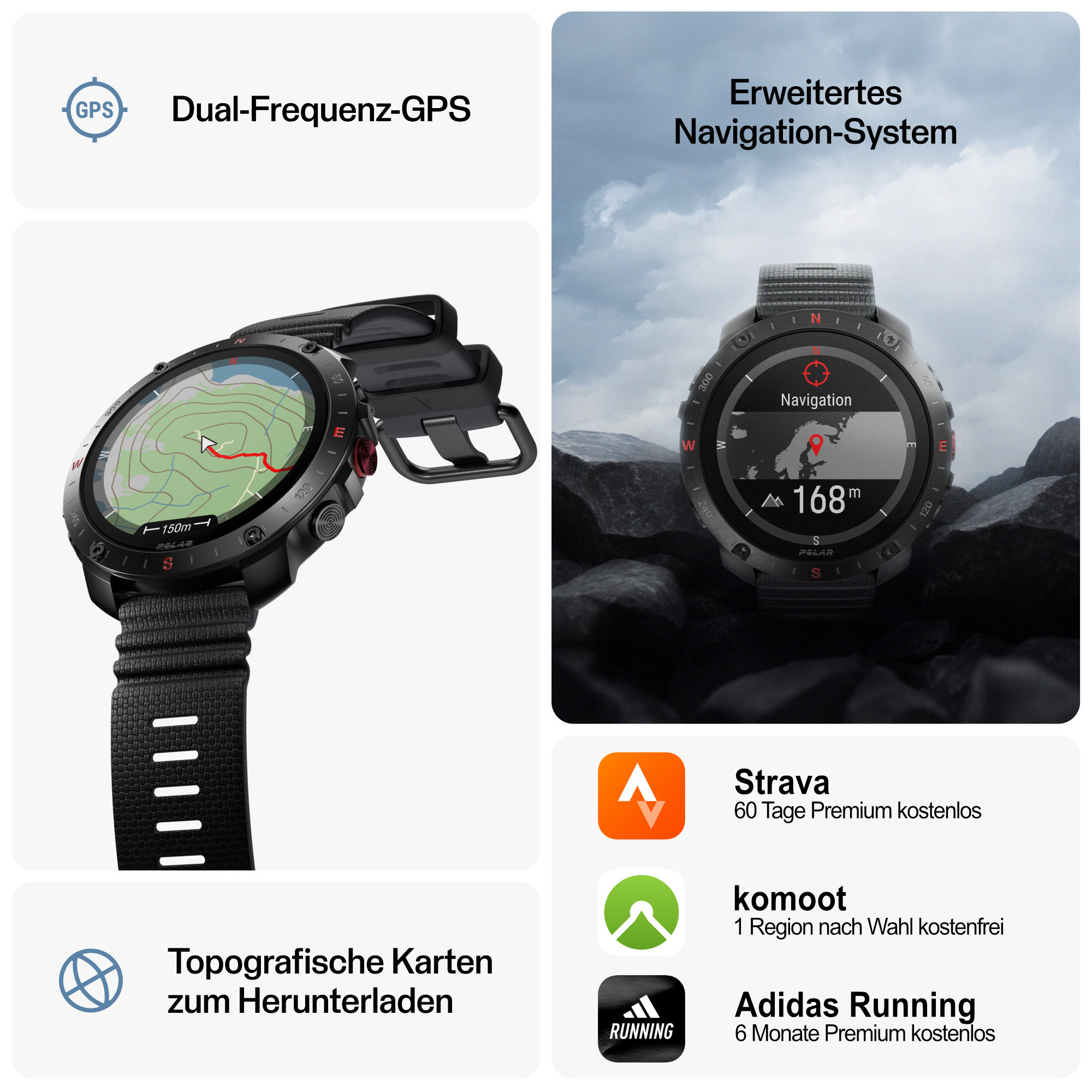 Polar Grit X2 Pro Outdoor Multisport Smartwatch schwarz (B-Ware)