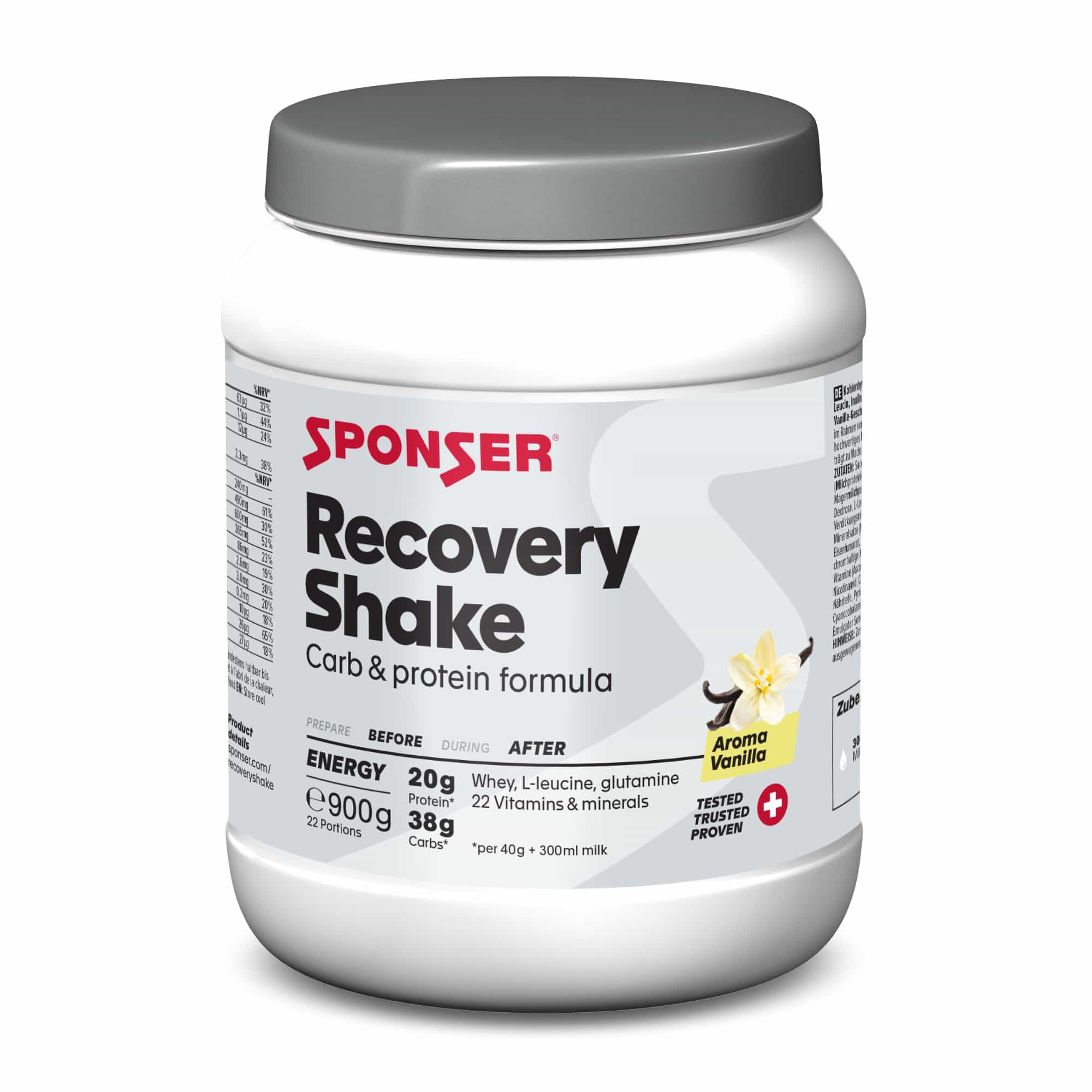 Sponser Recovery Shake Kohlenhydrat-Protein-Getränkepulver Dose (900 g)