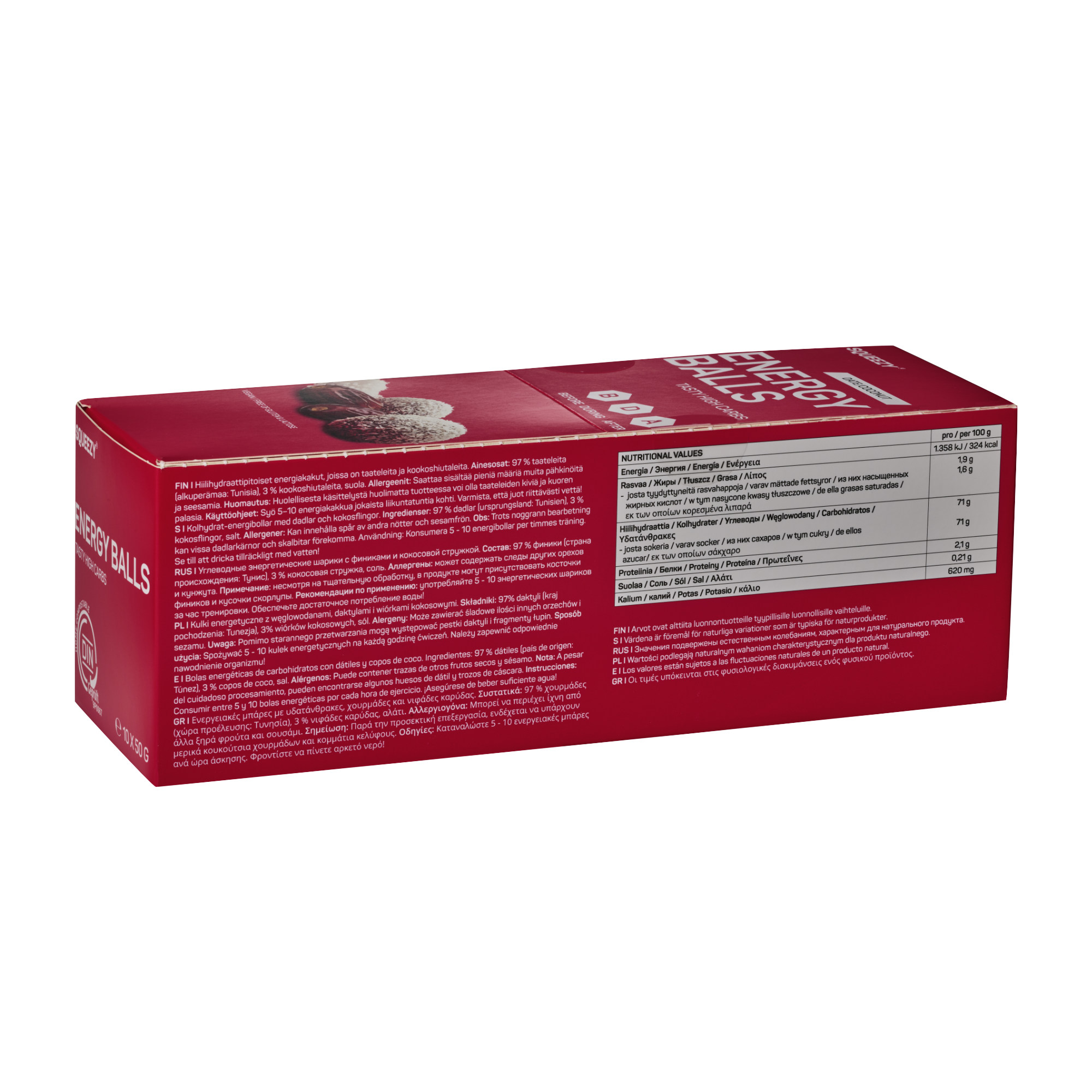 Squeezy Energy Balls Energiebällchen Box  10 x 50 g