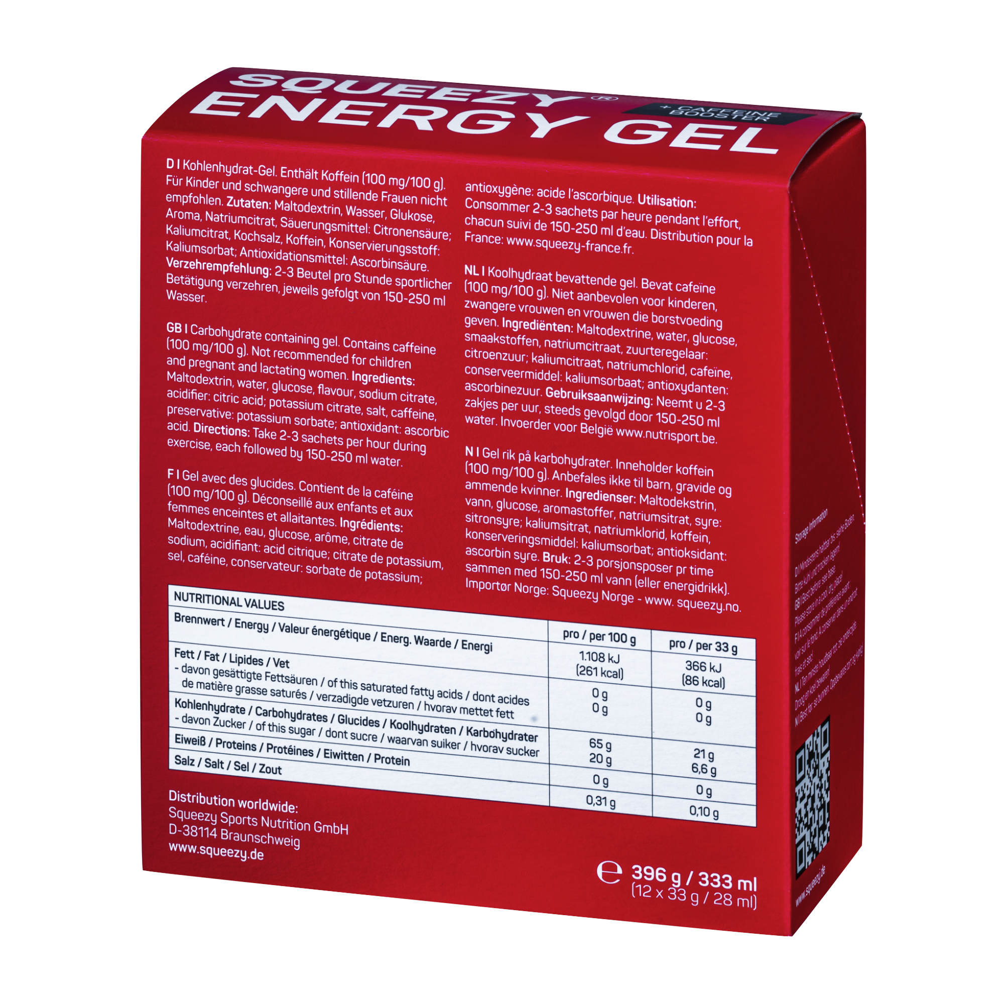 Squeezy Energy Gel vegan Box (12 x 30/33 g)